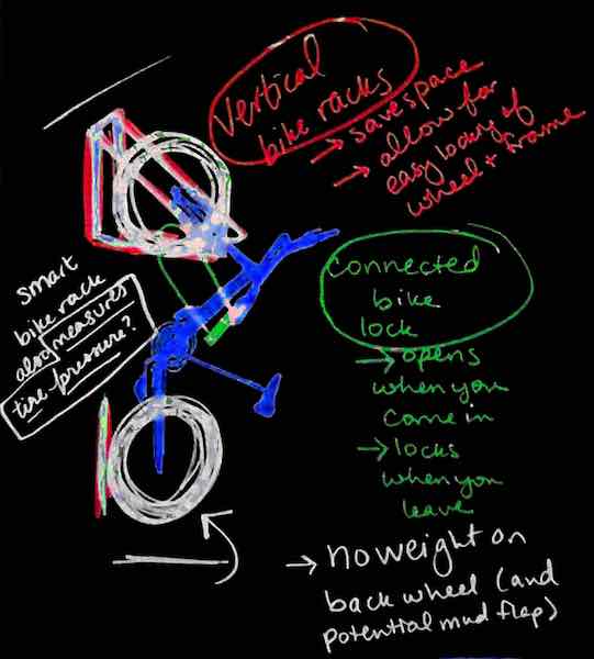 sketch of vertical bike rack